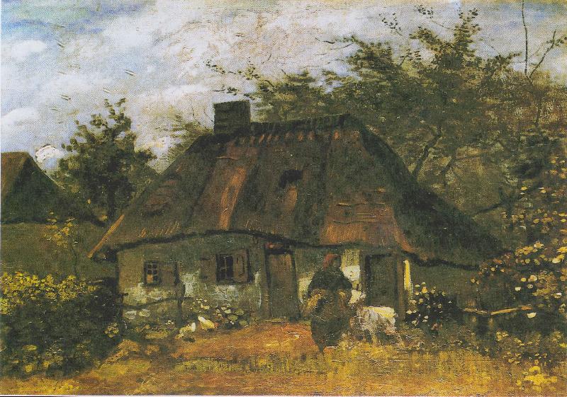 Vincent Van Gogh Farmhouse and Woman with Goat China oil painting art